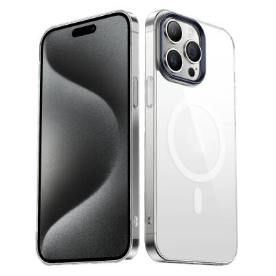 Apple iPhone 15 Pro Kılıf Zore Wireless Şarj Özellikli Şeffaf G-Glass Kapak - Zore