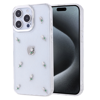 Apple iPhone 15 Pro Max Case Airbag Design Silvery Transparent Zore Kutup Cover - Zore