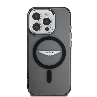 Apple iPhone 15 Pro Max Case Aston Martin Magsafe Charging Feature IML Printing Logo Original Licensed Metal Button Cover - Aston Martin
