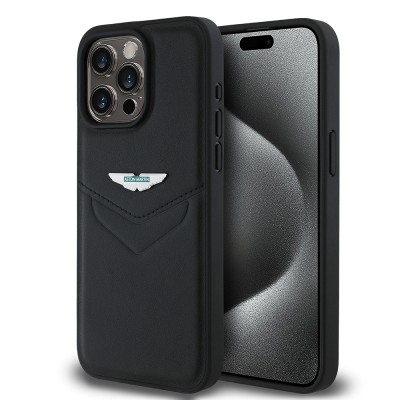 Apple iPhone 15 Pro Max Case Aston Martin Original Licensed Victory Design PU Leather Metal Logo Cover - 8
