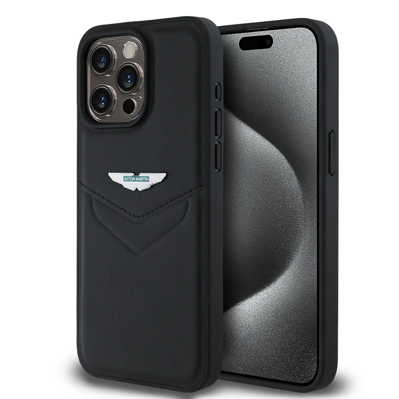 Apple iPhone 15 Pro Max Case Aston Martin Original Licensed Victory Design PU Leather Metal Logo Cover - 8