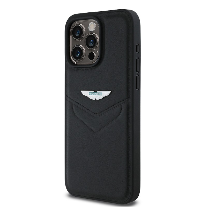 Apple iPhone 15 Pro Max Case Aston Martin Original Licensed Victory Design PU Leather Metal Logo Cover - 3