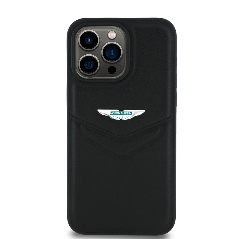 Apple iPhone 15 Pro Max Case Aston Martin Original Licensed Victory Design PU Leather Metal Logo Cover - 1