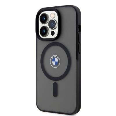 Apple iPhone 15 Pro Max Case BMW Original Licensed Magsafe Charging Feature IML Printing Logo Frosted Matte Cover - 11