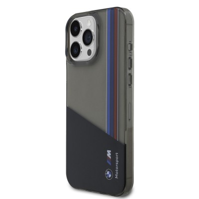 Apple iPhone 15 Pro Max Case BMW Original Licensed Semi-Transparent M Design Striped Cover - 3