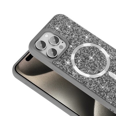 Apple iPhone 15 Pro Max Case Diamond Design Magsafe Charging Zore Mosaic Silicone Cover - 10