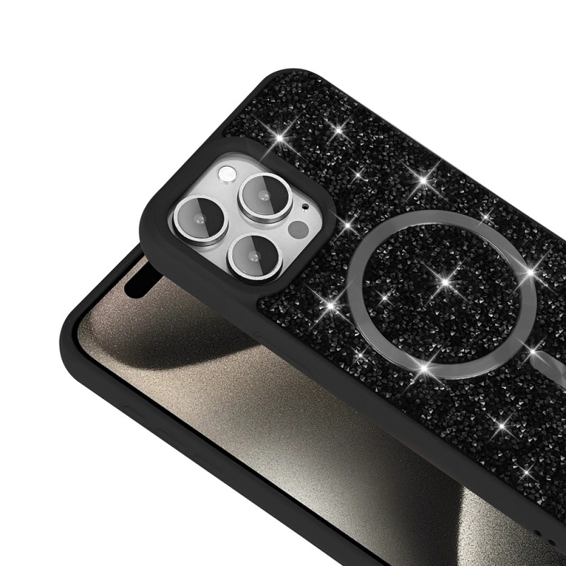 Apple iPhone 15 Pro Max Case Diamond Design Magsafe Charging Zore Mosaic Silicone Cover - 8