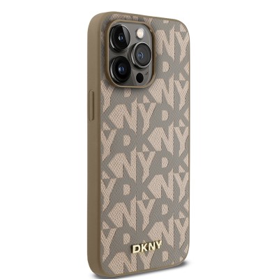 Apple iPhone 15 Pro Max Case DKNY Original Licensed Magsafe Charging Feature 3D Written Grid Pattern Cover - 13