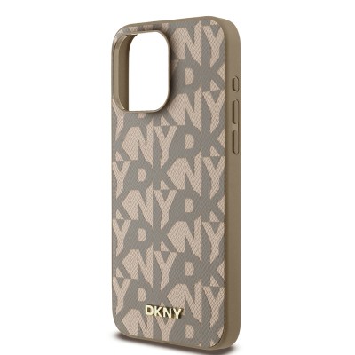 Apple iPhone 15 Pro Max Case DKNY Original Licensed Magsafe Charging Feature 3D Written Grid Pattern Cover - 15