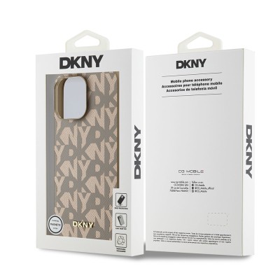 Apple iPhone 15 Pro Max Case DKNY Original Licensed Magsafe Charging Feature 3D Written Grid Pattern Cover - 17