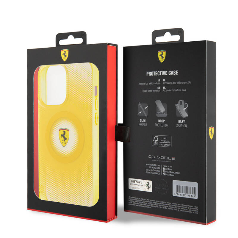 Apple iPhone 15 Pro Max Case Ferrari Original Licensed Magsafe Charge Feature Shattered Dots Pattern Cover - 9