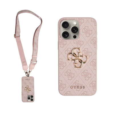Apple iPhone 15 Pro Max Case Guess Original Licensed 4G Large Metal Logo and Thick Strap - Guess