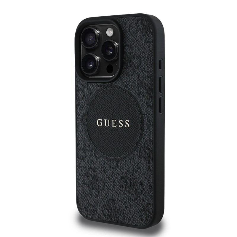 Apple iPhone 15 Pro Max Case Guess Original Licensed Magsafe Charging Feature Circle Classic Cover With Text Logo - 6