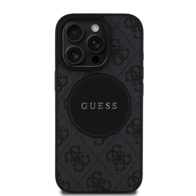 Apple iPhone 15 Pro Max Case Guess Original Licensed Magsafe Charging Feature Circle Classic Cover With Text Logo - 1