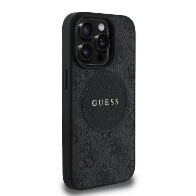 Apple iPhone 15 Pro Max Case Guess Original Licensed Magsafe Charging Feature Circle Classic Cover With Text Logo - 7