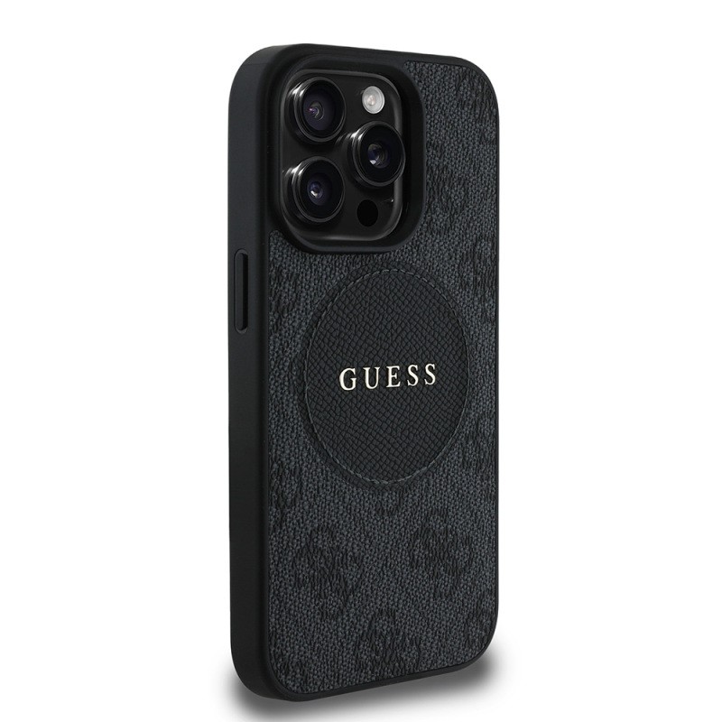 Apple iPhone 15 Pro Max Case Guess Original Licensed Magsafe Charging Feature Circle Classic Cover With Text Logo - 7