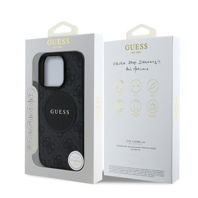Apple iPhone 15 Pro Max Case Guess Original Licensed Magsafe Charging Feature Circle Classic Cover With Text Logo - 11