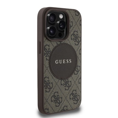 Apple iPhone 15 Pro Max Case Guess Original Licensed Magsafe Charging Feature Circle Classic Cover With Text Logo - 14