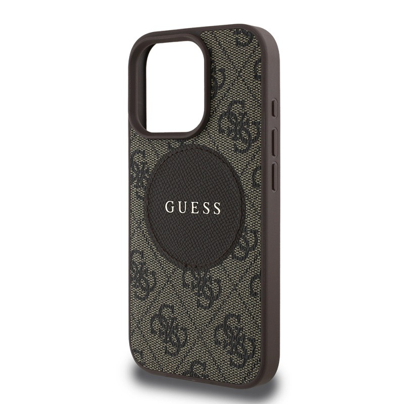 Apple iPhone 15 Pro Max Case Guess Original Licensed Magsafe Charging Feature Circle Classic Cover With Text Logo - 16