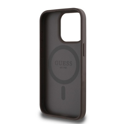 Apple iPhone 15 Pro Max Case Guess Original Licensed Magsafe Charging Feature Circle Classic Cover With Text Logo - 17
