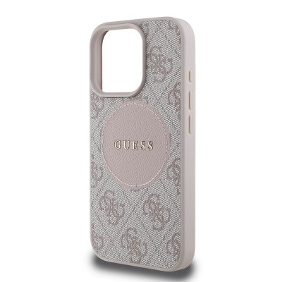 Apple iPhone 15 Pro Max Case Guess Original Licensed Magsafe Charging Feature Circle Classic Cover With Text Logo - 23