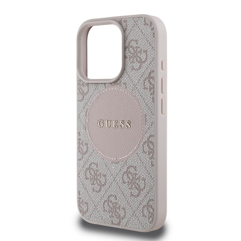 Apple iPhone 15 Pro Max Case Guess Original Licensed Magsafe Charging Feature Circle Classic Cover With Text Logo - 23