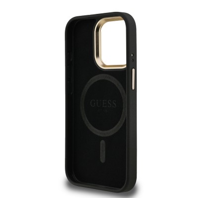 Apple iPhone 15 Pro Max Case Guess Original Licensed PU Leather Stone Triangle Logo 4G Patterned Camera Stand Cover - 10