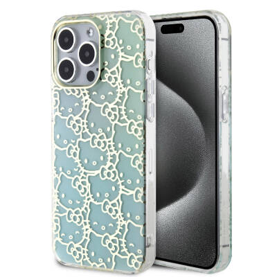 Apple iPhone 15 Pro Max Case Hello Kitty Original Licensed Color Transition Electroplating Coating Kitty Head Patterned Cover - Hello Kitty