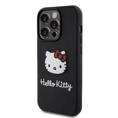 Apple iPhone 15 Pro Max Case Hello Kitty Original Licensed Text and Iconic Logo 3D Rubber Kitty Head Cover  - 2