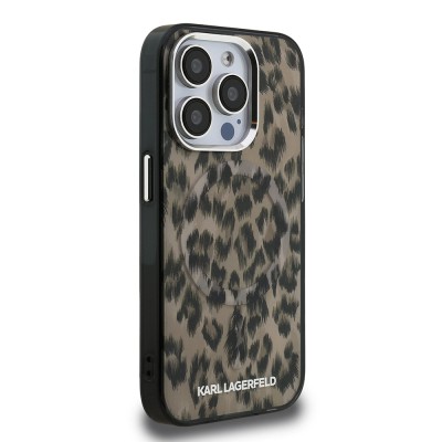 Apple iPhone 15 Pro Max Case Karl Lagerfeld Original Licensed IML Leopard Print Cover - 5