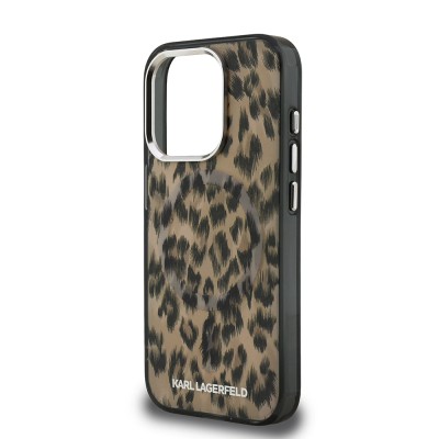 Apple iPhone 15 Pro Max Case Karl Lagerfeld Original Licensed IML Leopard Print Cover - 7