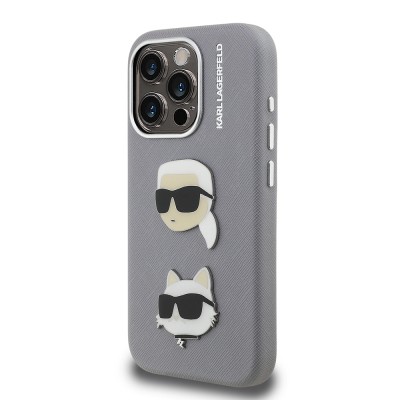 Apple iPhone 15 Pro Max Case Karl Lagerfeld Original Licensed K&C Heads Pins Cover - 10