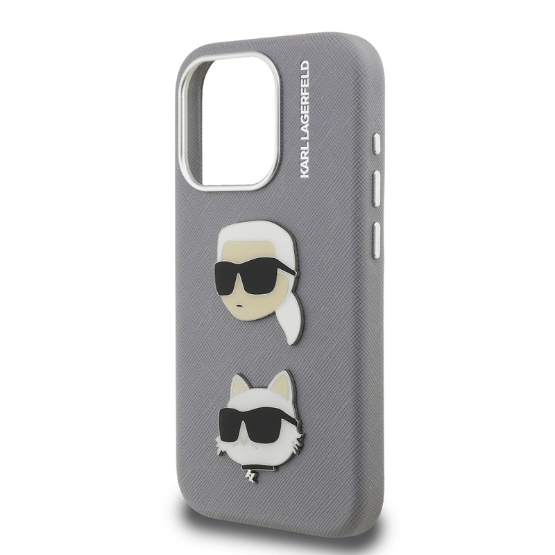 Apple iPhone 15 Pro Max Case Karl Lagerfeld Original Licensed K&C Heads Pins Cover - 14