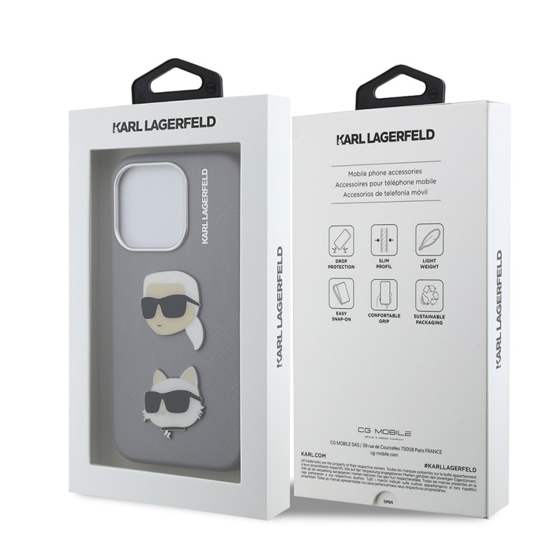 Apple iPhone 15 Pro Max Case Karl Lagerfeld Original Licensed K&C Heads Pins Cover - 17