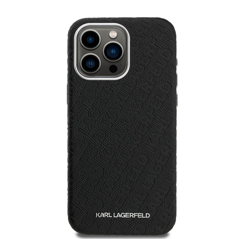 Apple iPhone 15 Pro Max Case Karl Lagerfeld Original Licensed PU Leather Stamped Metal Letter Logo Cover - 4