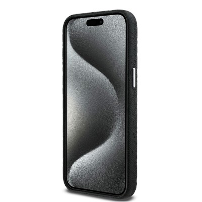 Apple iPhone 15 Pro Max Case Karl Lagerfeld Original Licensed PU Leather Stamped Metal Letter Logo Cover - 6