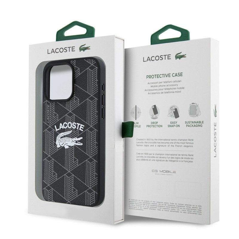 Apple iPhone 15 Pro Max Case Lacoste Original Licensed Magsafe Charging Mono Vintage Logo Cover - 8