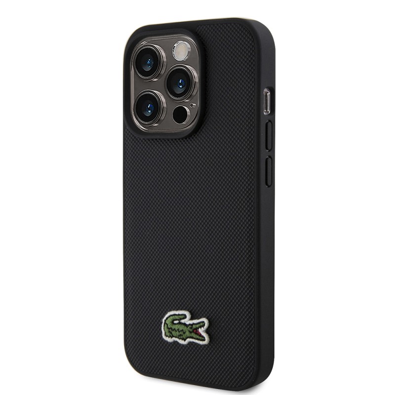 Apple iPhone 15 Pro Max Case Lacoste Original Licensed PU Pique Patterned Back Surface Iconic Crocodile Woven Logo Cover + Type-C Cable 1.5m - 3