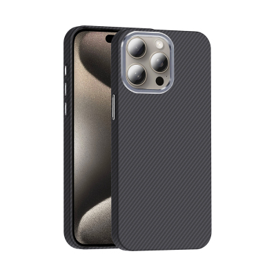 Apple iPhone 15 Pro Max Case Magsafe Charging Feature Carbon Fiber Look Zore Gros Cover - Zore