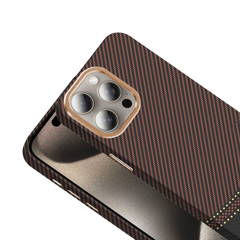 Apple iPhone 15 Pro Max Case Magsafe Charging Feature Carbon Fiber Look Zore Gros Cover - 17