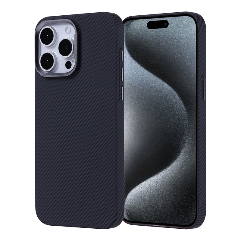 Apple iPhone 15 Pro Max Case Magsafe Charging Feature Carbon Fiber Look Zore Nekst Cover - 2
