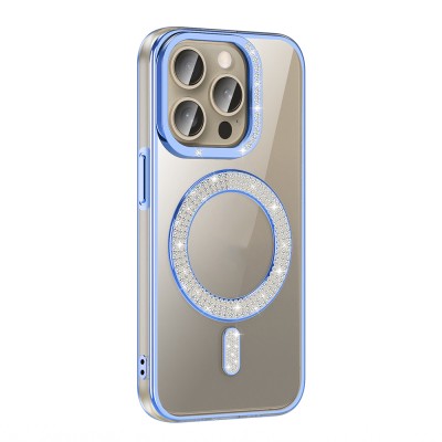 Apple iPhone 15 Pro Max Case Magsafe Charging Feature Diamond Stone Design Zore Karetta Silicone Cover - 3