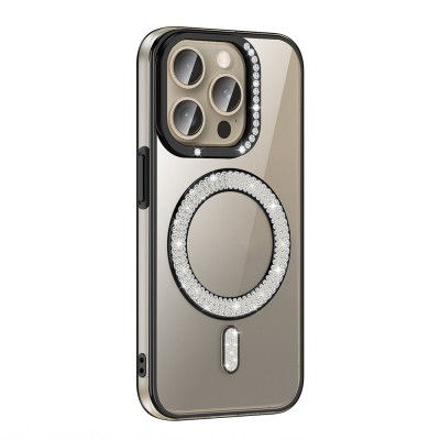 Apple iPhone 15 Pro Max Case Magsafe Charging Feature Diamond Stone Design Zore Karetta Silicone Cover - 4