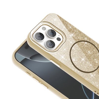 Apple iPhone 15 Pro Max Case Magsafe Charging Feature Shining Glitter Zore Okso Cover - 14