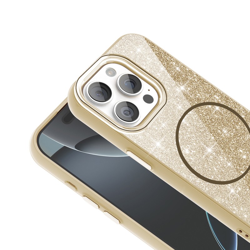 Apple iPhone 15 Pro Max Case Magsafe Charging Feature Shining Glitter Zore Okso Cover - 14