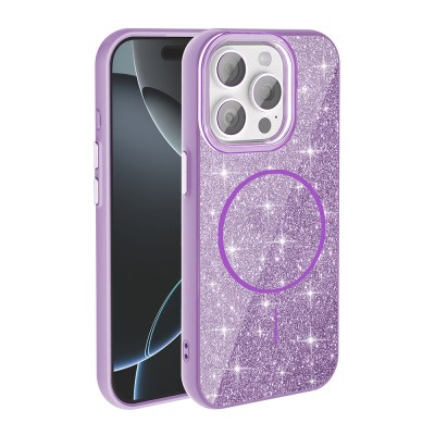 Apple iPhone 15 Pro Max Case Magsafe Charging Feature Shining Glitter Zore Okso Cover - 9