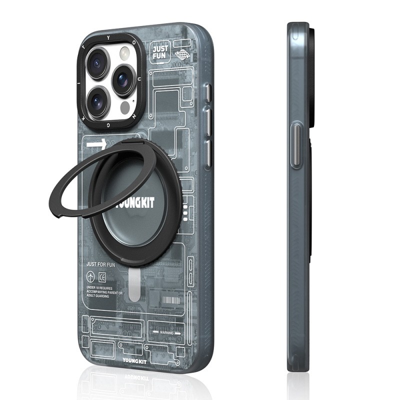 Apple iPhone 15 Pro Max Case Magsafe Charging Featured Youngkit 360° Stand Technology Series Cover - 2