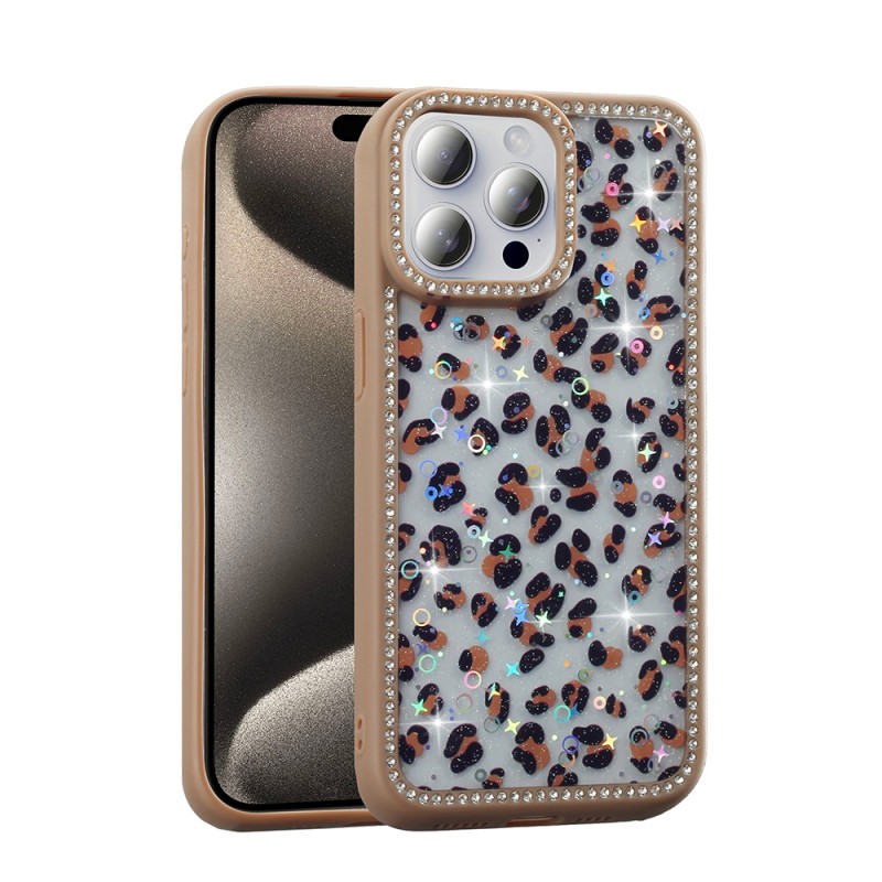 Apple iPhone 15 Pro Max Case Stone and Glitter Design Zore Azra Cover - 1