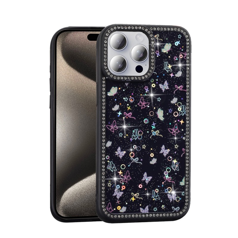 Apple iPhone 15 Pro Max Case Stone and Glitter Design Zore Azra Cover - 3