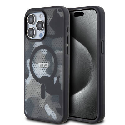 Apple iPhone 15 Pro Max Case TUMI Original Licensed Frosted Transparent Mesh Camouflage Patterned Cover with Magsafe Charging Feature - TUMI